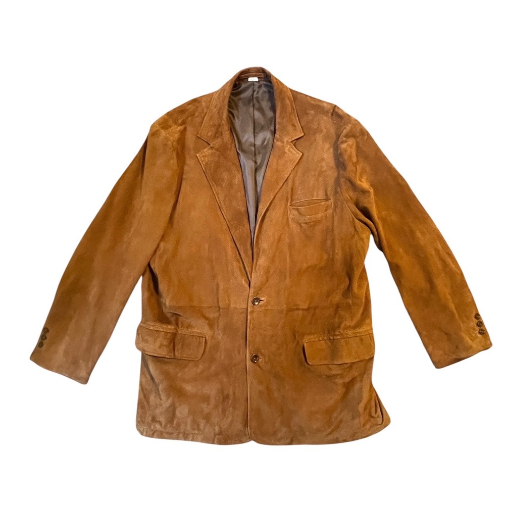 Vtg Orvis Brown Suede Leather Field Jacket Men 50 Sport Coat Throat Latch Rugged